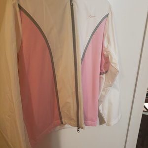 Nike Women's Pink White Wind Breaker Jacket Size Large Full Zip Pockets
